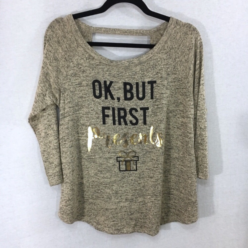 Paper Crane OK But First Presents Tan Top New S